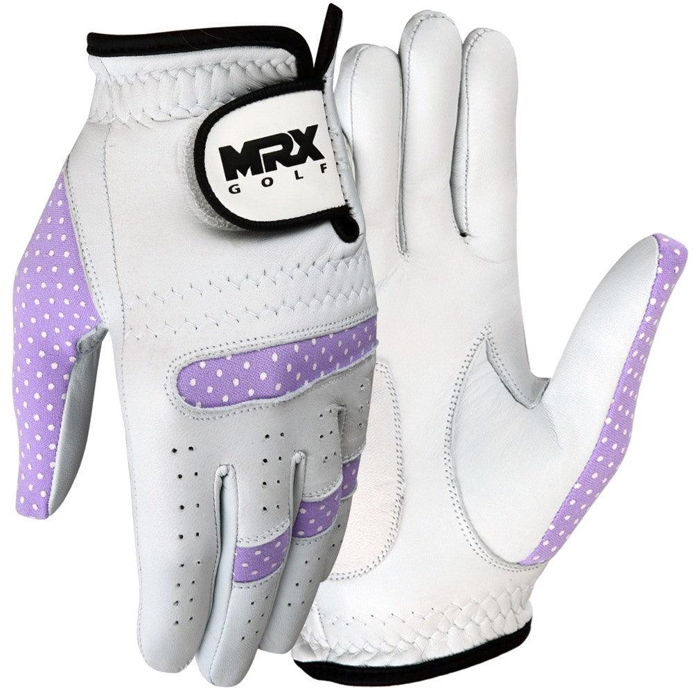 Women’s Cabretta Leather Golf Glove – White & Purple