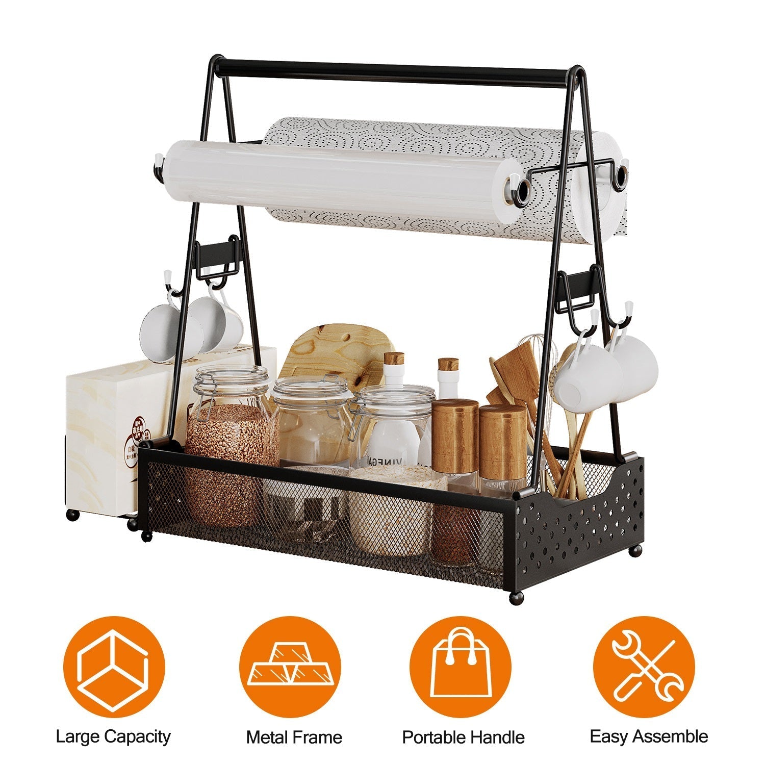 Metal Grill Utensil Caddy with Paper Towel Holder – product view 2