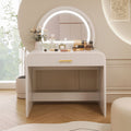 White Makeup Vanity with Touchscreen Lighted Mirror