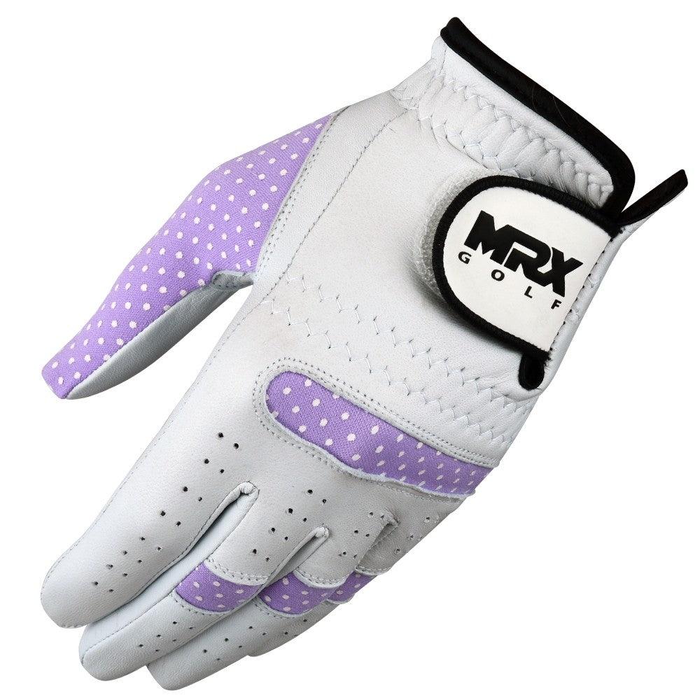 Women’s Cabretta Leather Golf Glove – White & Purple