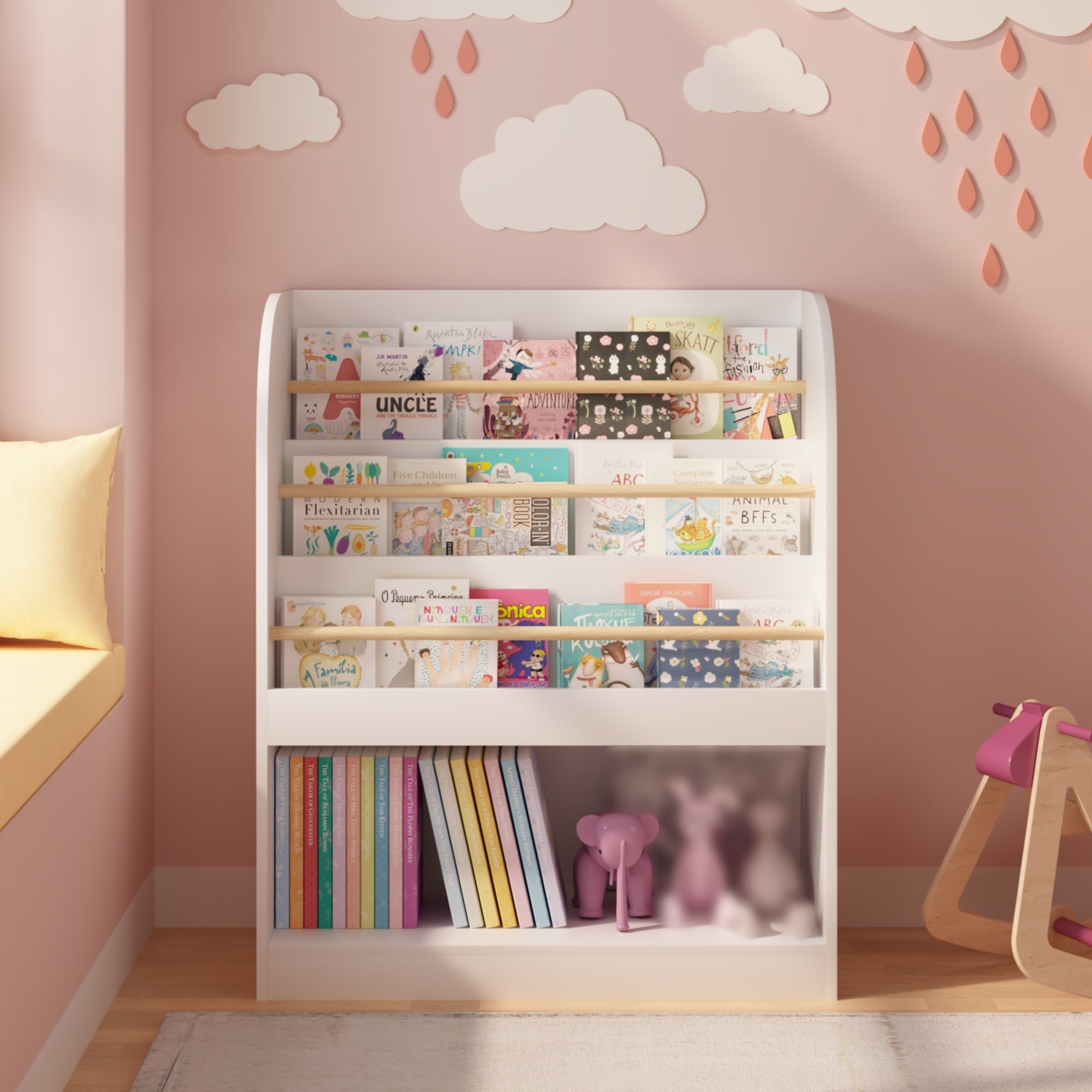 Kids 3-Tier Front-Facing Bookshelf & Toy Storage – White