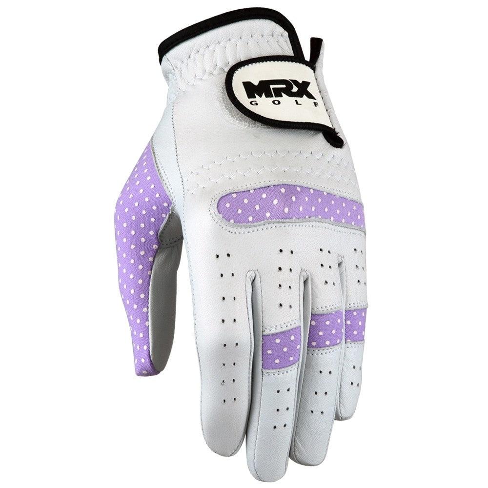 Women’s Cabretta Leather Golf Glove – White & Purple