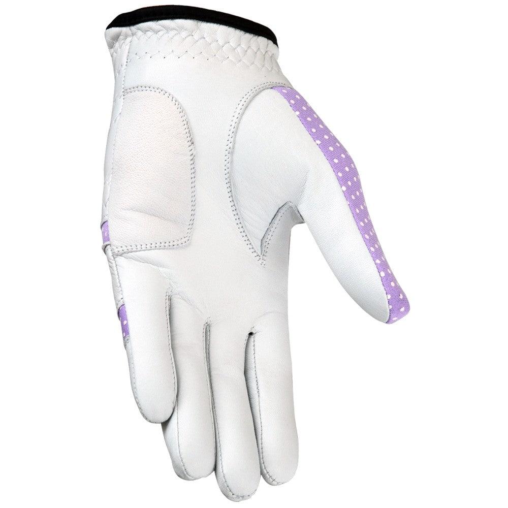 Women’s Cabretta Leather Golf Glove – White & Purple