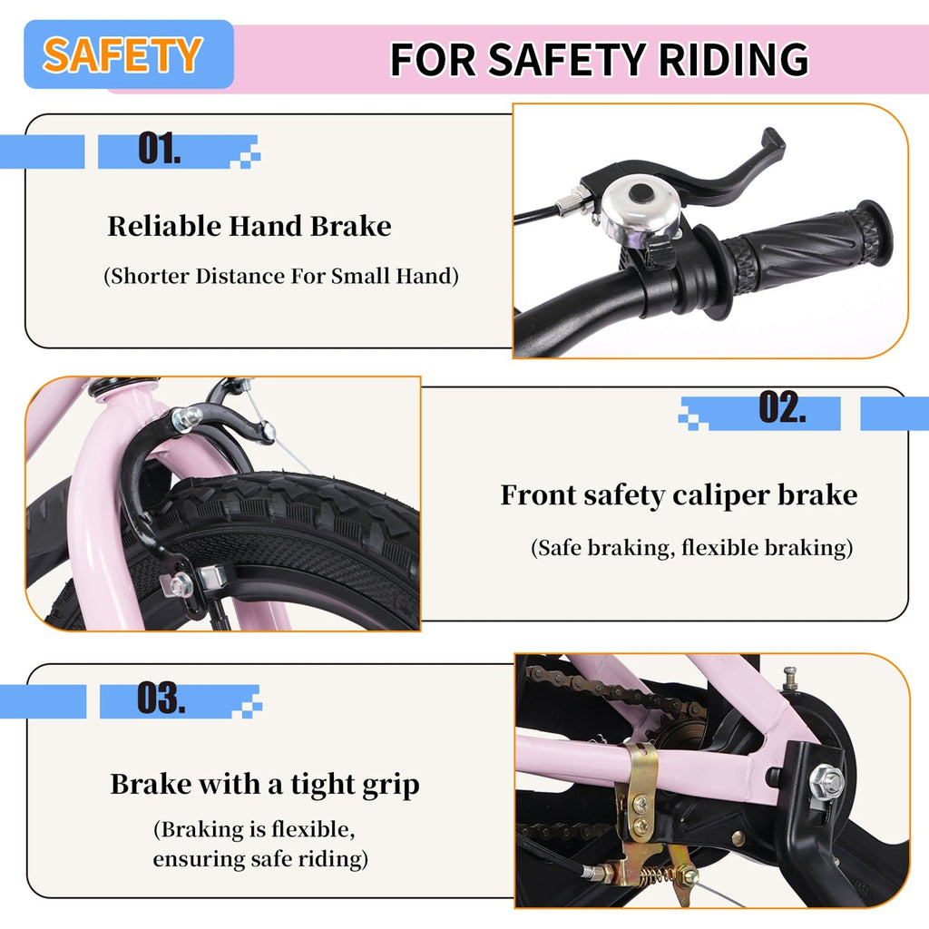 16–18 Inch Kids Bike with Training Wheels – Pink or Purple