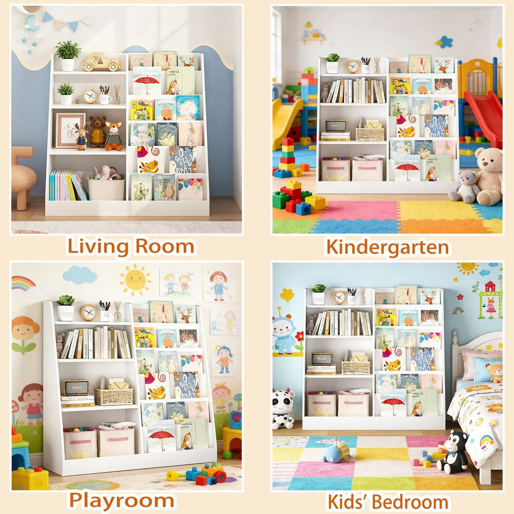 Kids Bookshelf & Toy Organizer – White