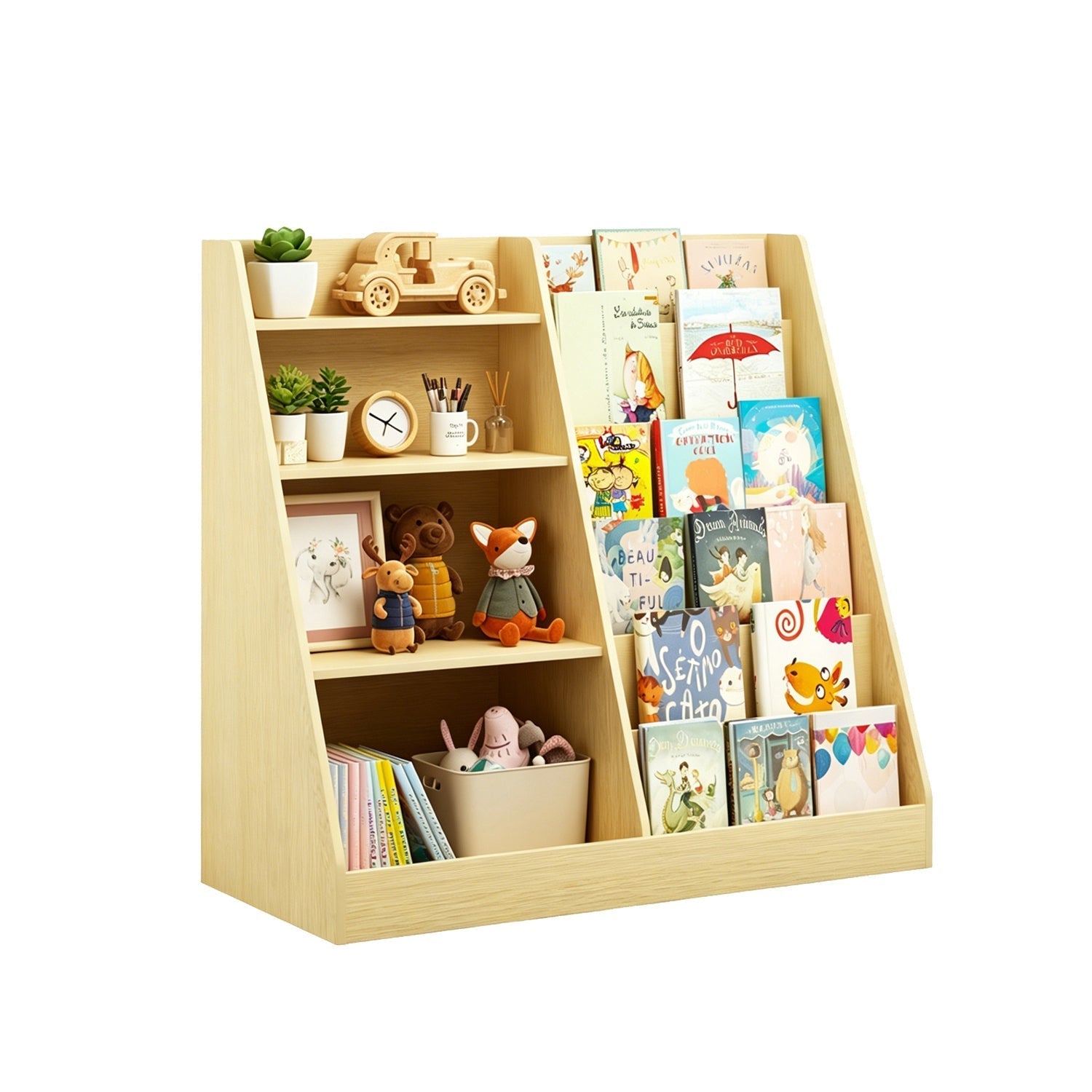 Kids Bookshelf & Toy Organizer – Natural or Pink