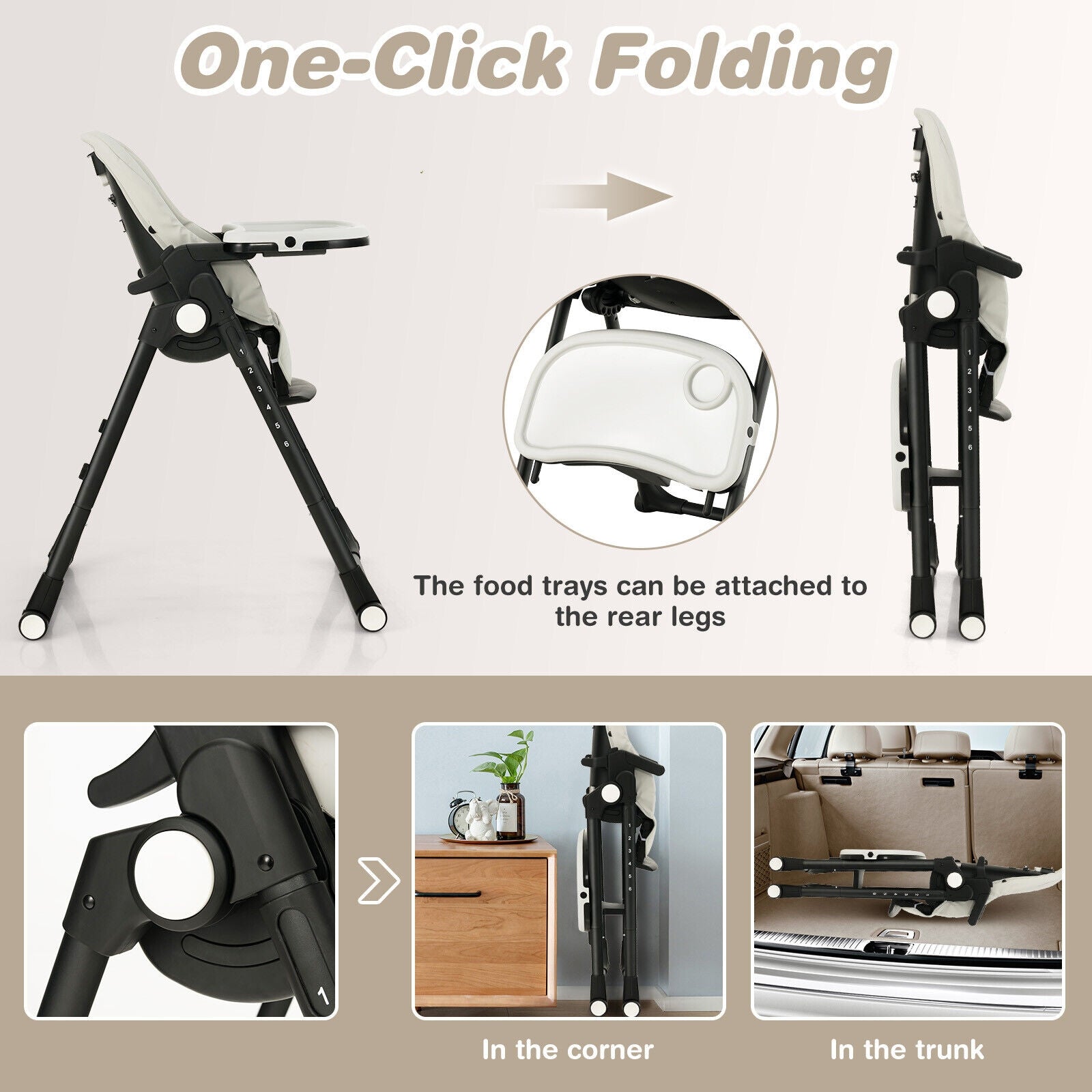 4-in-1 Baby High Chair with 6 Adjustable Heights