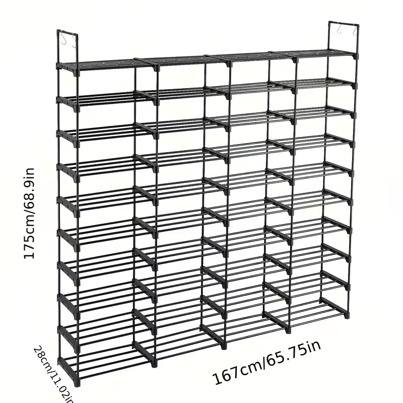 Multi-Tier Shoe Rack with Side Hooks
