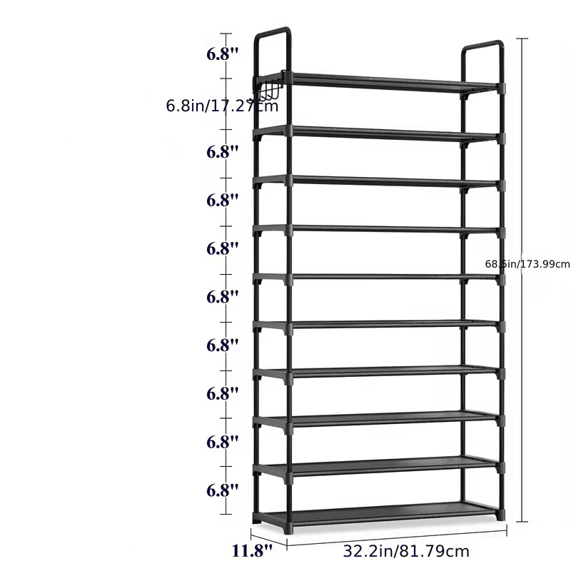 Multi-Tier Shoe Rack with Side Hooks