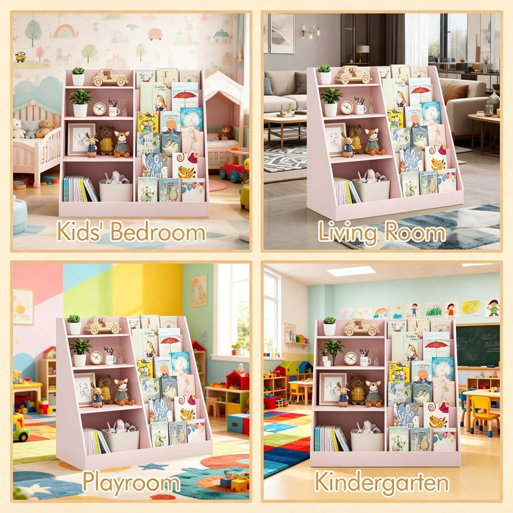 Kids Bookshelf & Toy Organizer – Natural or Pink