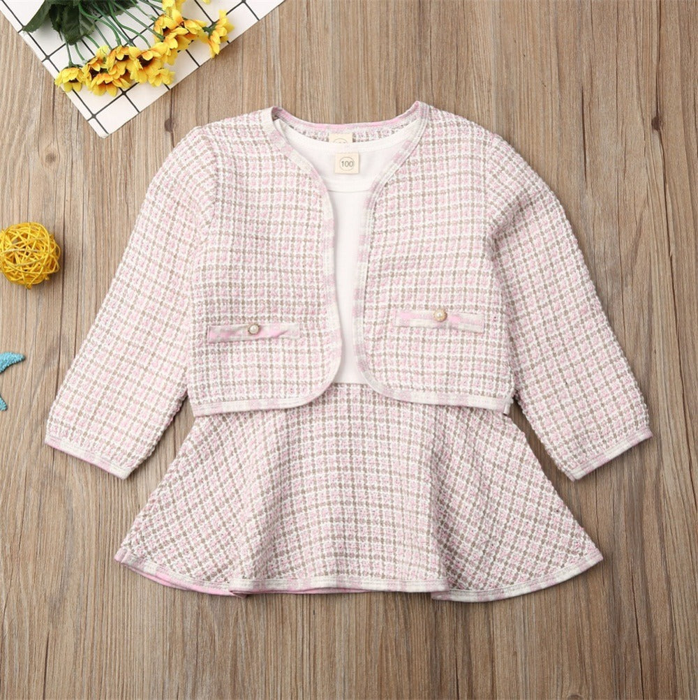 Girls Long-Sleeve Knit Dress Set