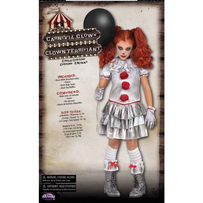 Creepy Carnevil Clown Girls Costume