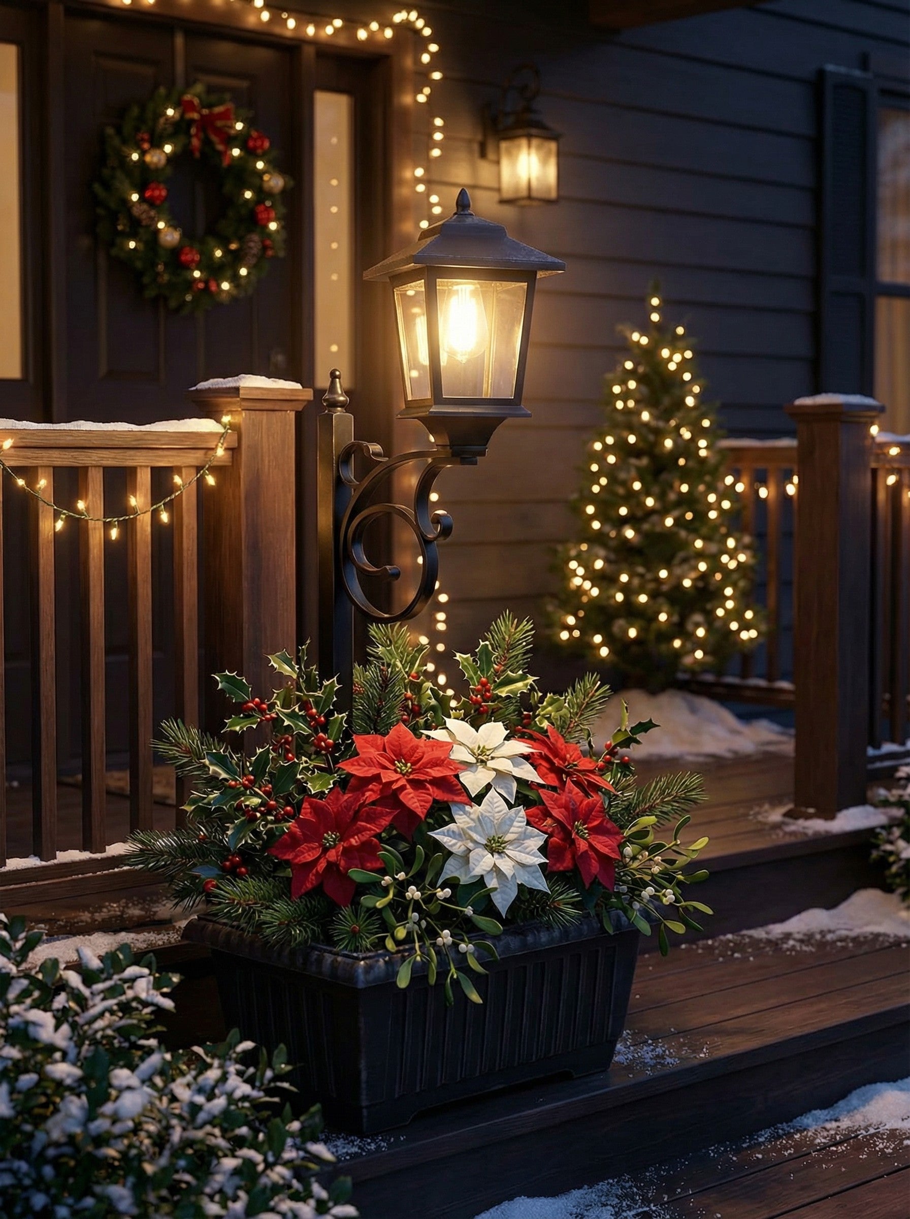 Solar Lamp Post with Flower Pot