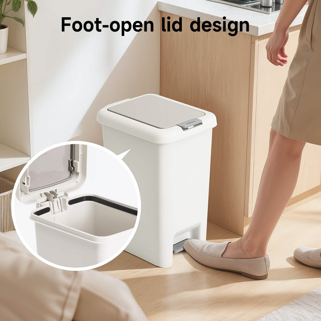 20L Oval Trash Can with Press-Top Lid & Foot Pedal