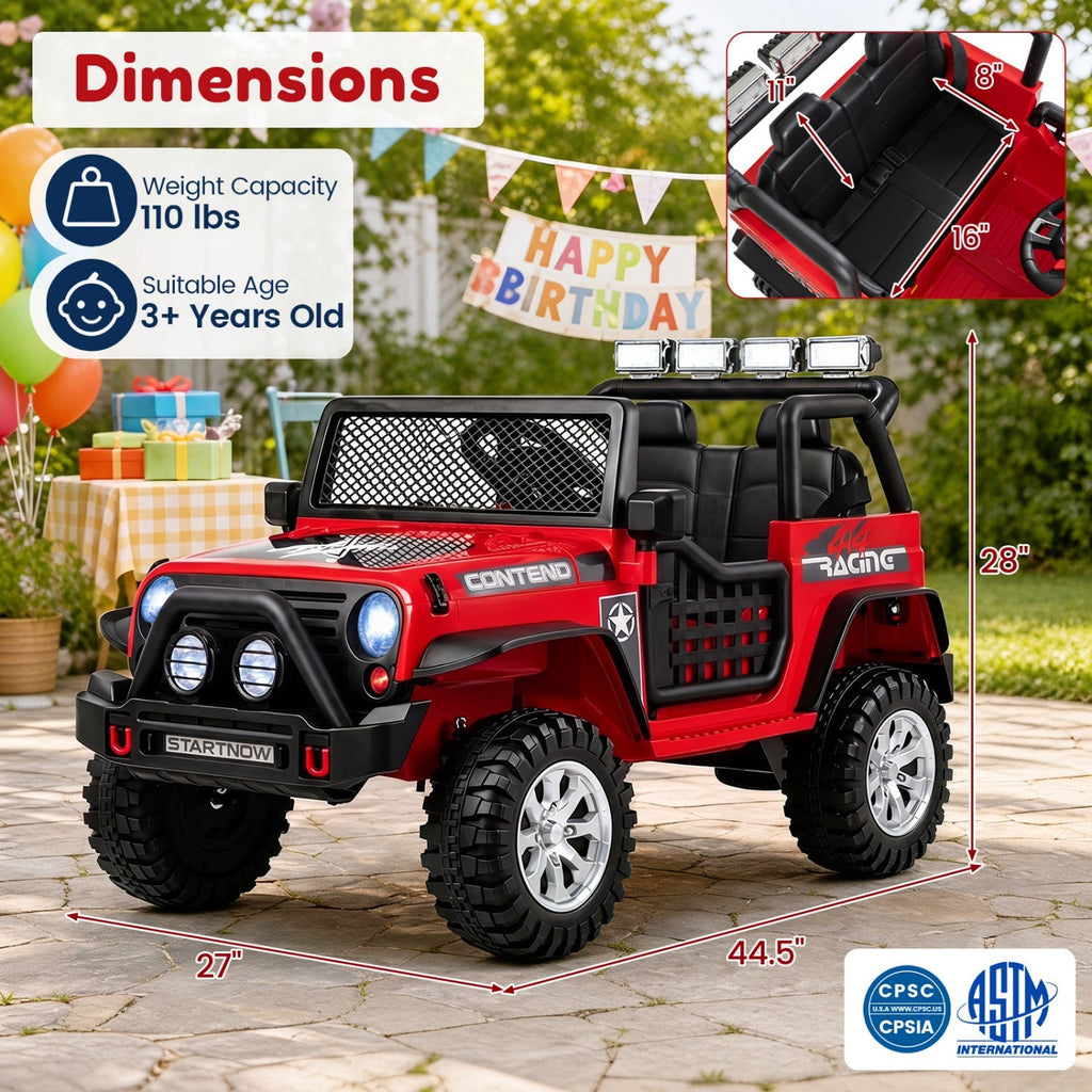 12V Electric 2-Seater Kids Ride-On Car with Remote