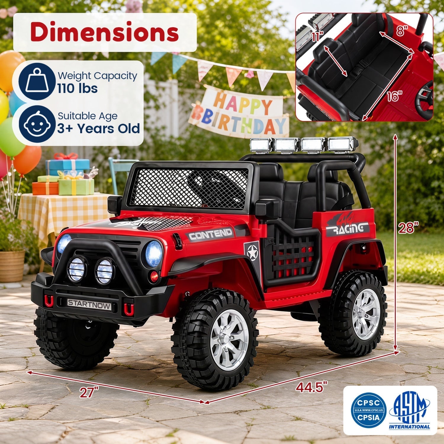 12V Electric 2-Seater Kids Ride-On Car with Remote