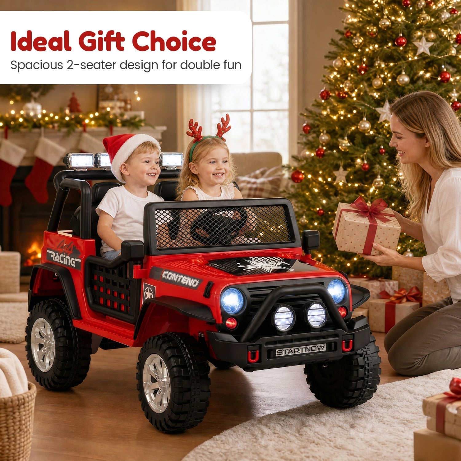 12V Electric 2-Seater Kids Ride-On Car with Remote