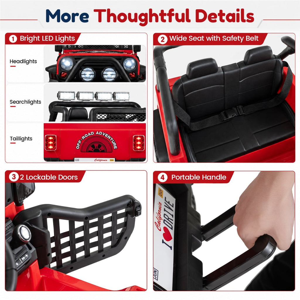 12V Electric 2-Seater Kids Ride-On Car with Remote