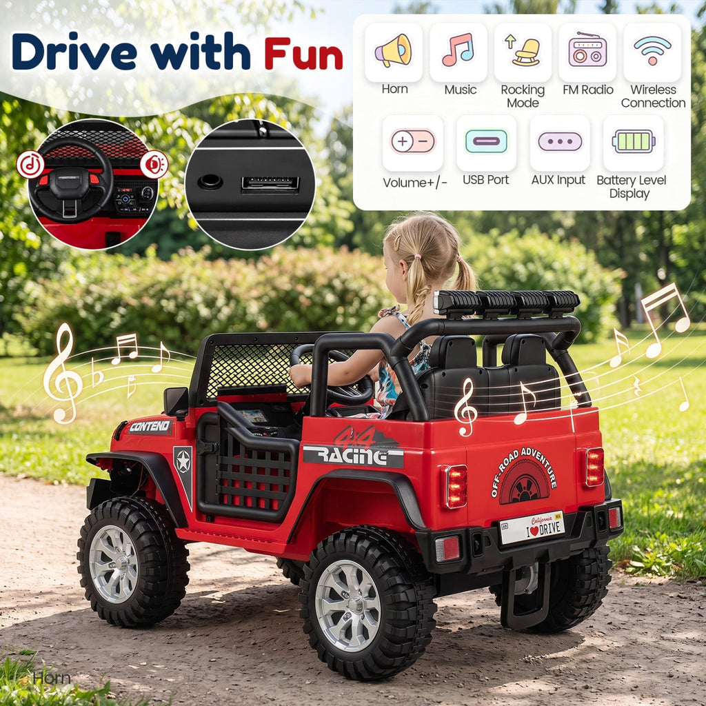 12V Electric 2-Seater Kids Ride-On Car with Remote