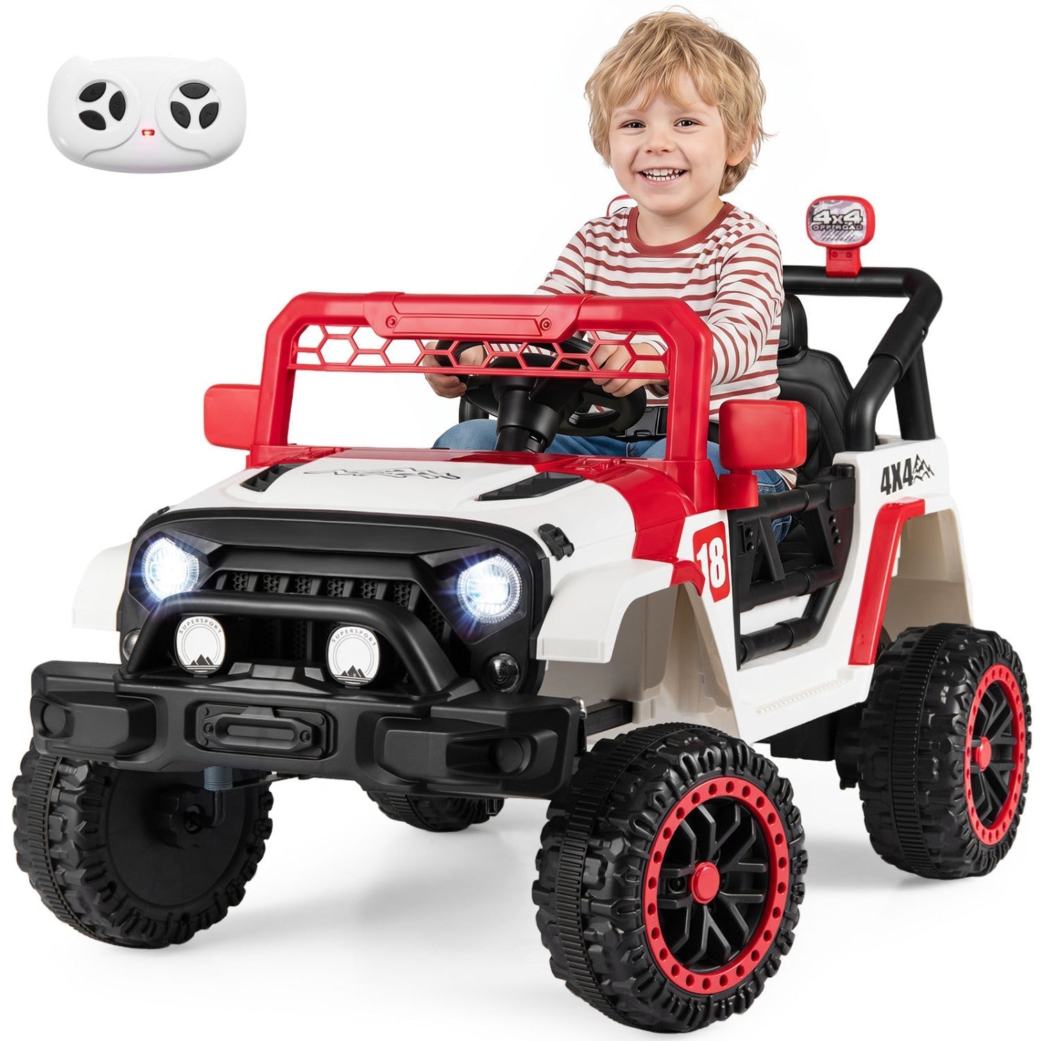 12V Kids Ride-On Truck with Parent Remote – Red or Black