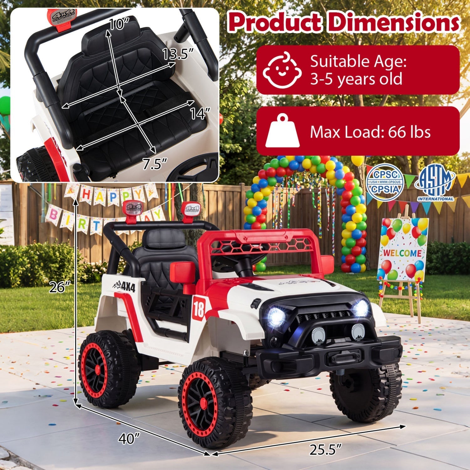 12V Kids Ride-On Truck with Parent Remote – Red or Black