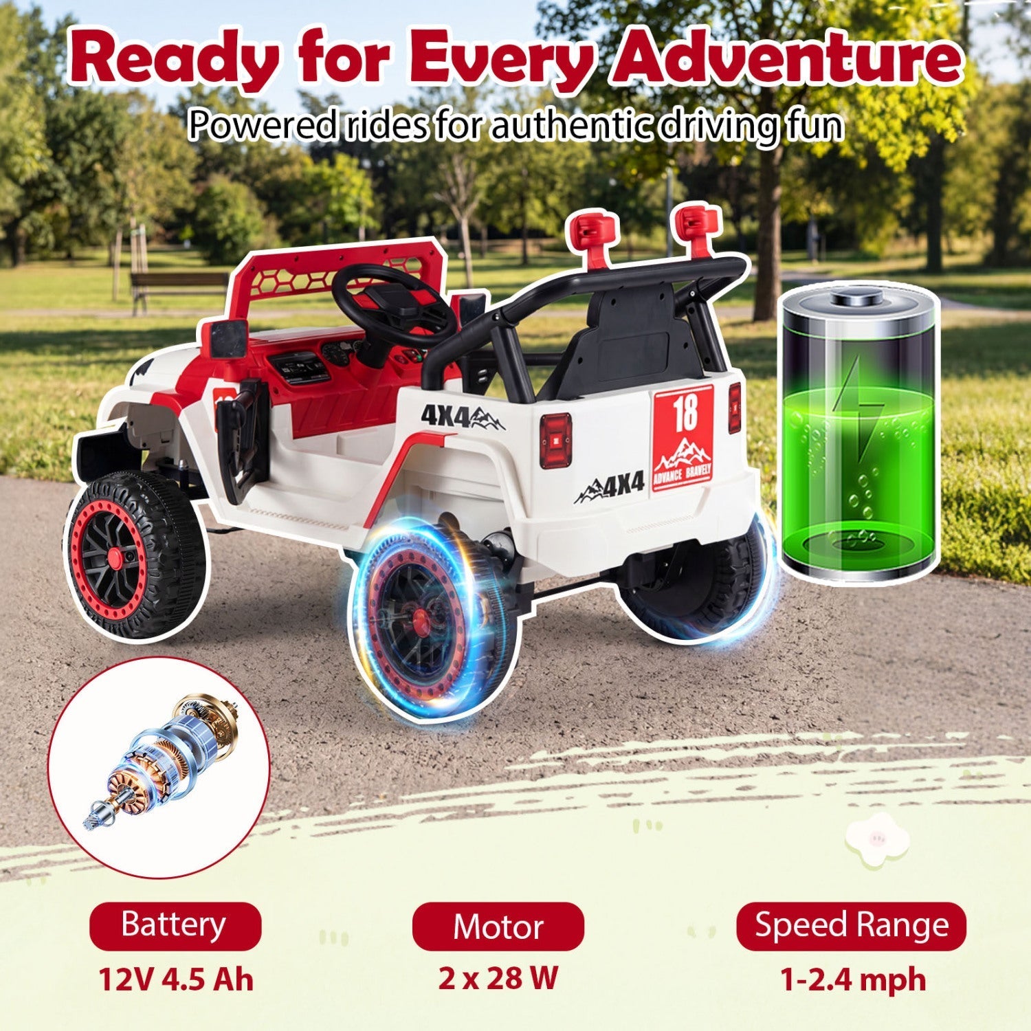 12V Kids Ride-On Truck with Parent Remote – Red or Black