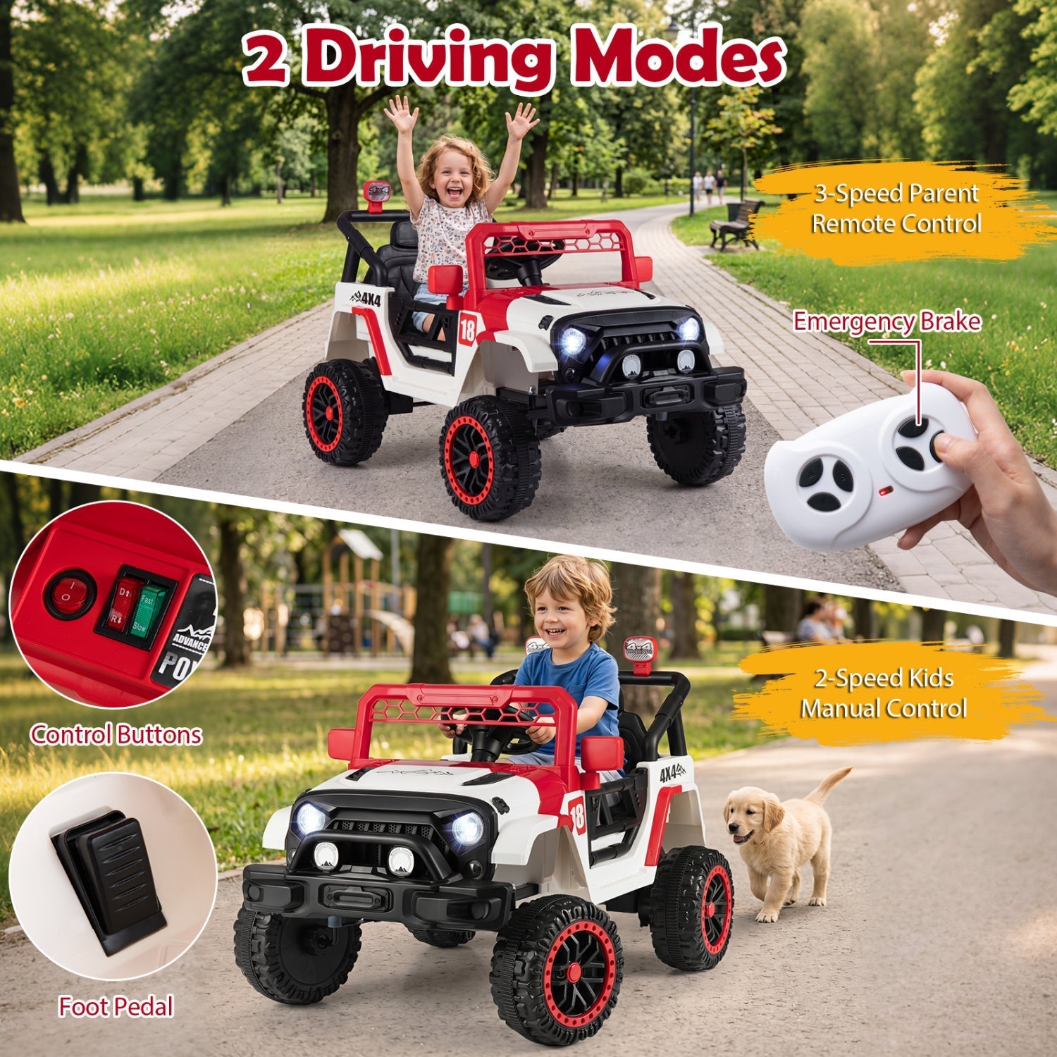 12V Kids Ride-On Truck with Parent Remote – Red or Black