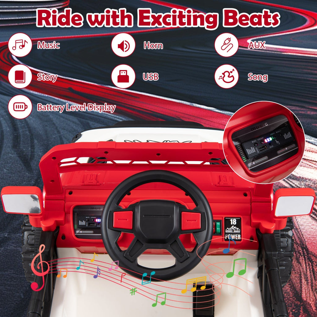 12V Kids Ride-On Truck with Parent Remote – Red or Black