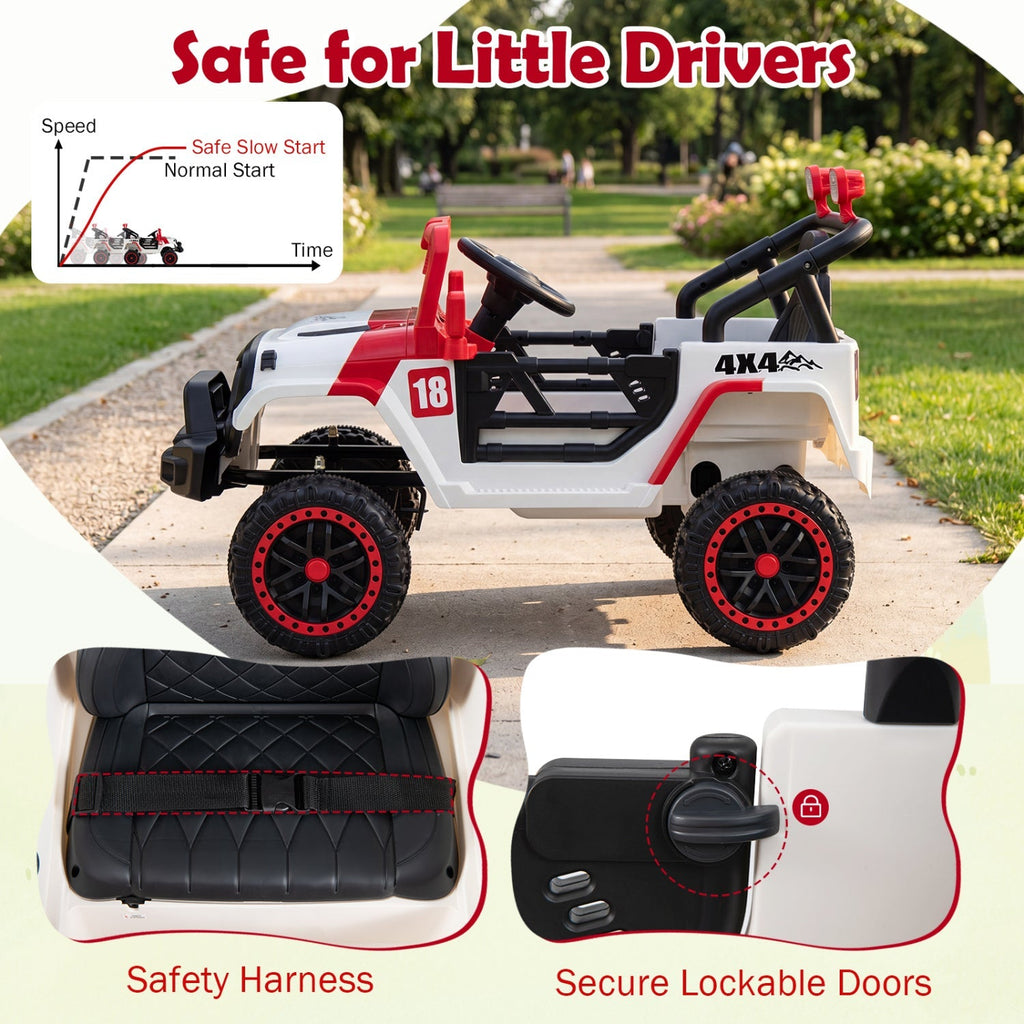 12V Kids Ride-On Truck with Parent Remote – Red or Black
