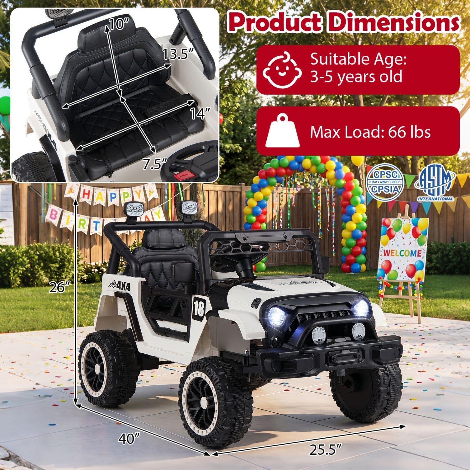 12V Kids Ride-On Truck with Parent Remote – Red or Black