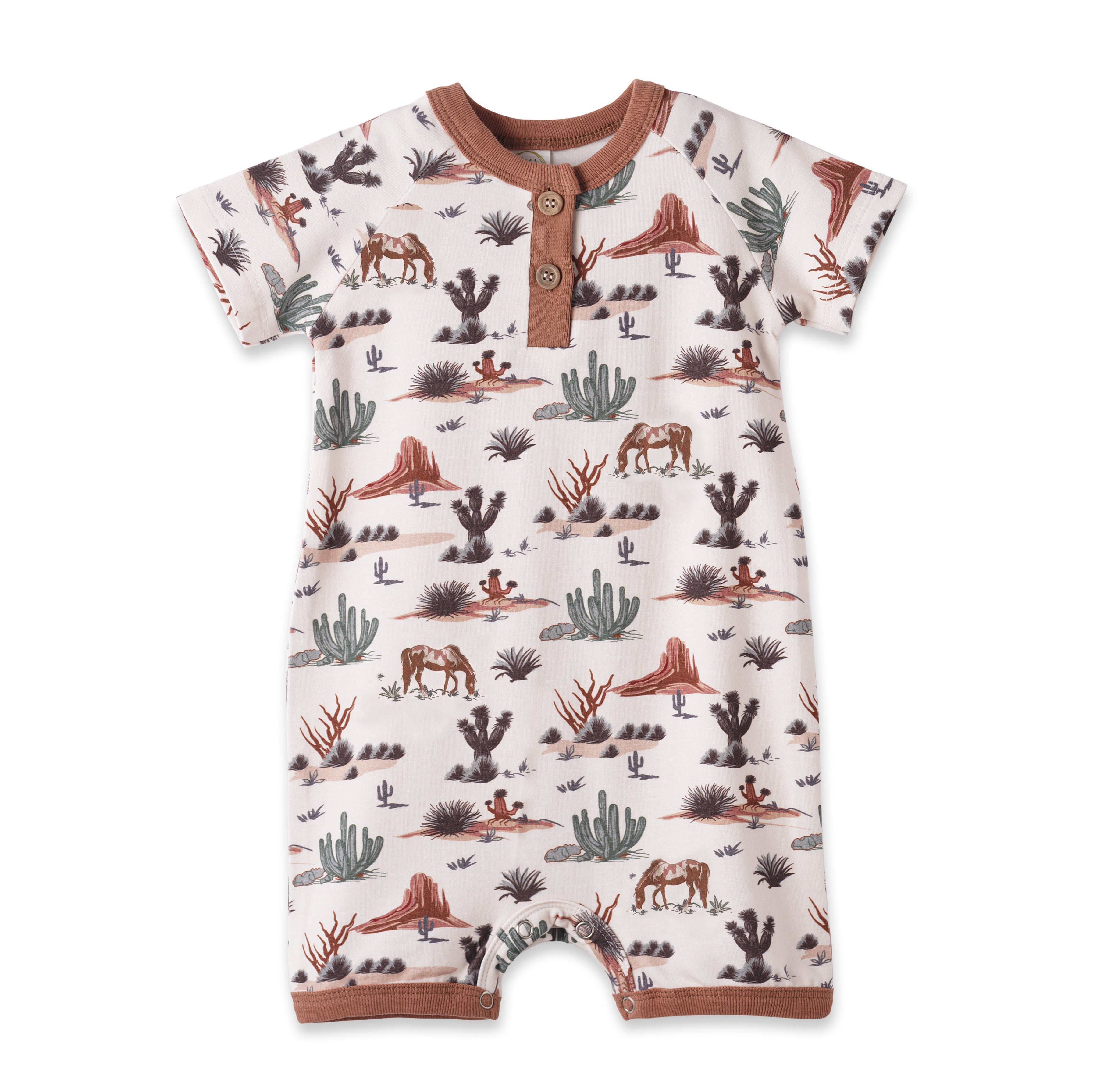 Cactus Trails Bamboo Baby Shorty Romper – product view 2