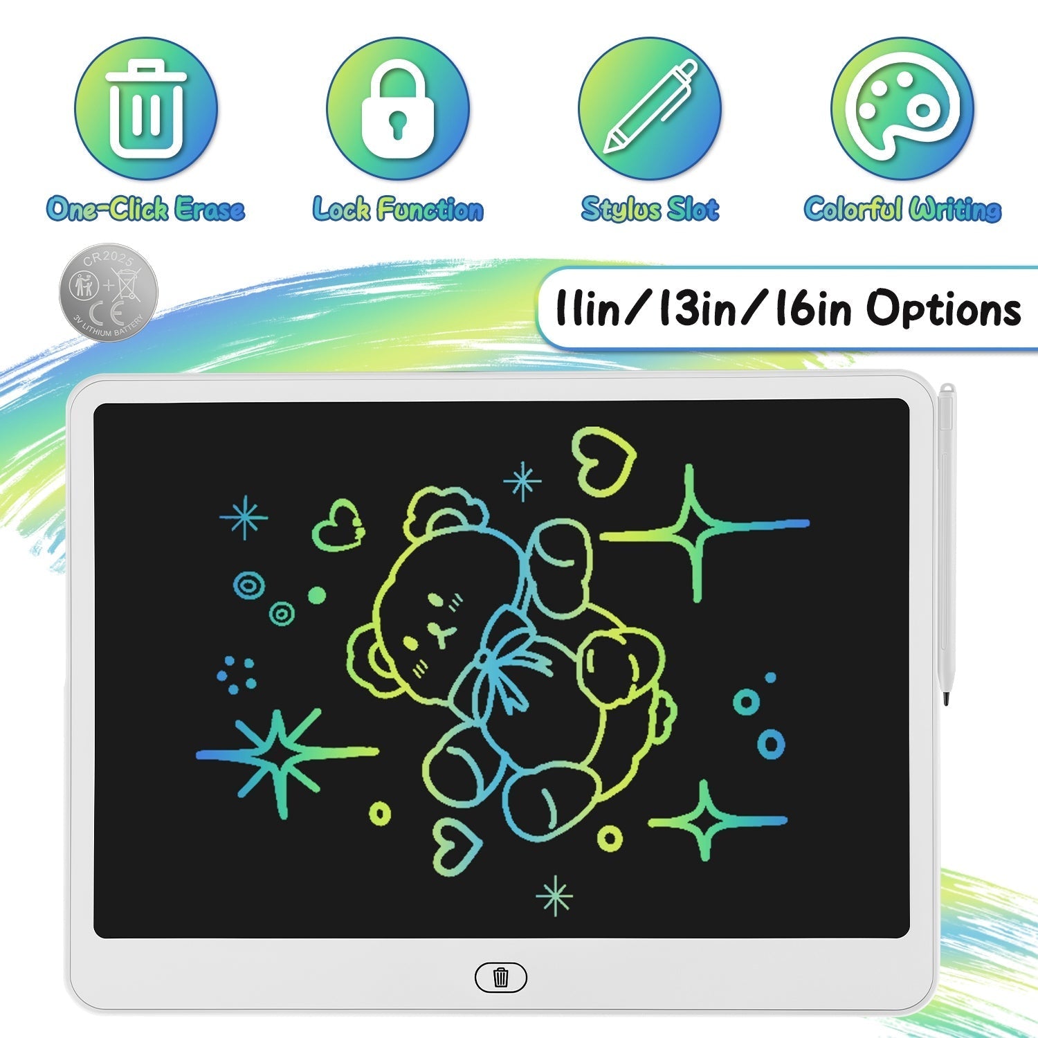 LCD Writing Tablet for Kids with Stylus & Lock Function