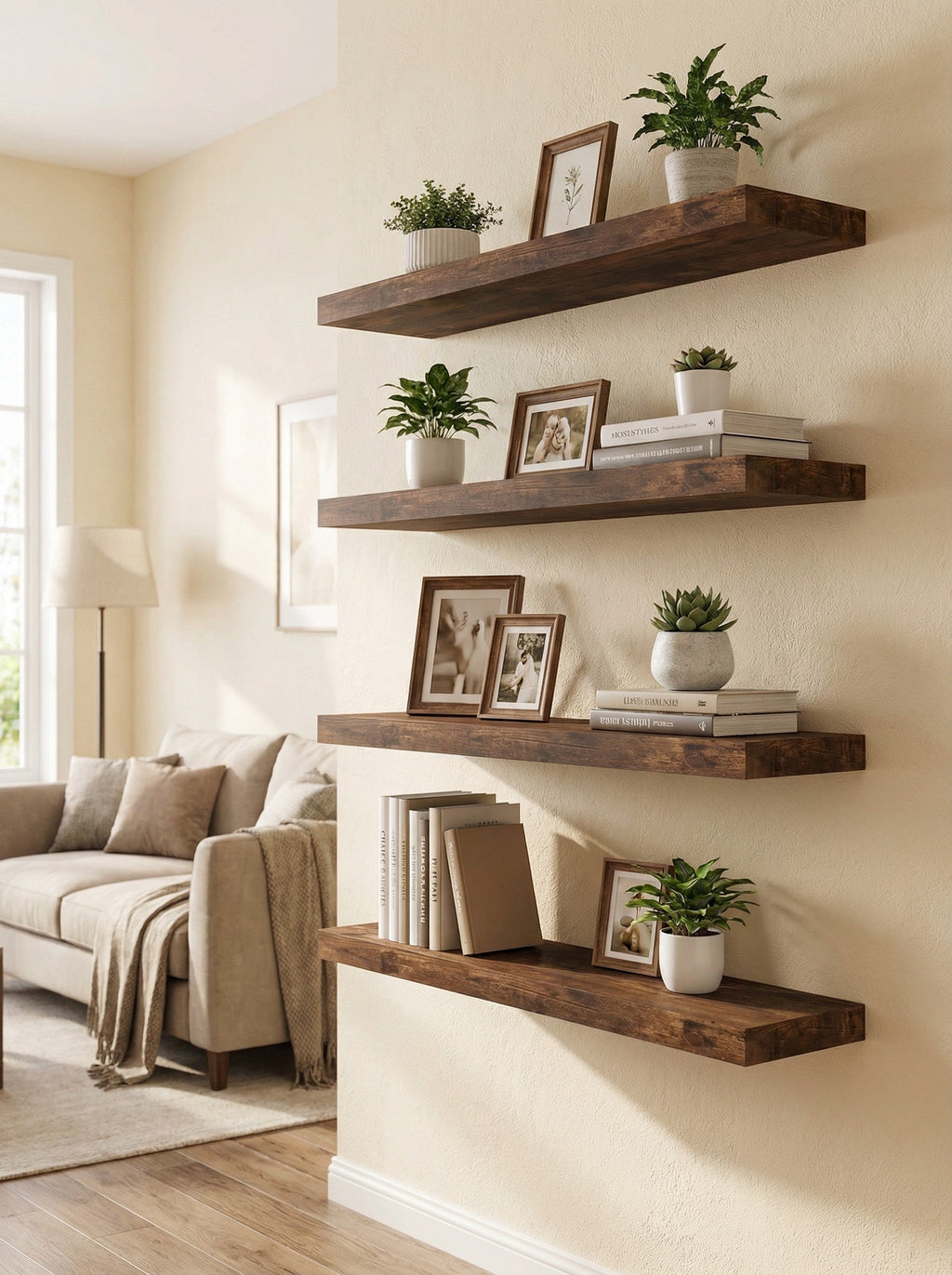 4-Pack 15.8" Floating Wall Shelves