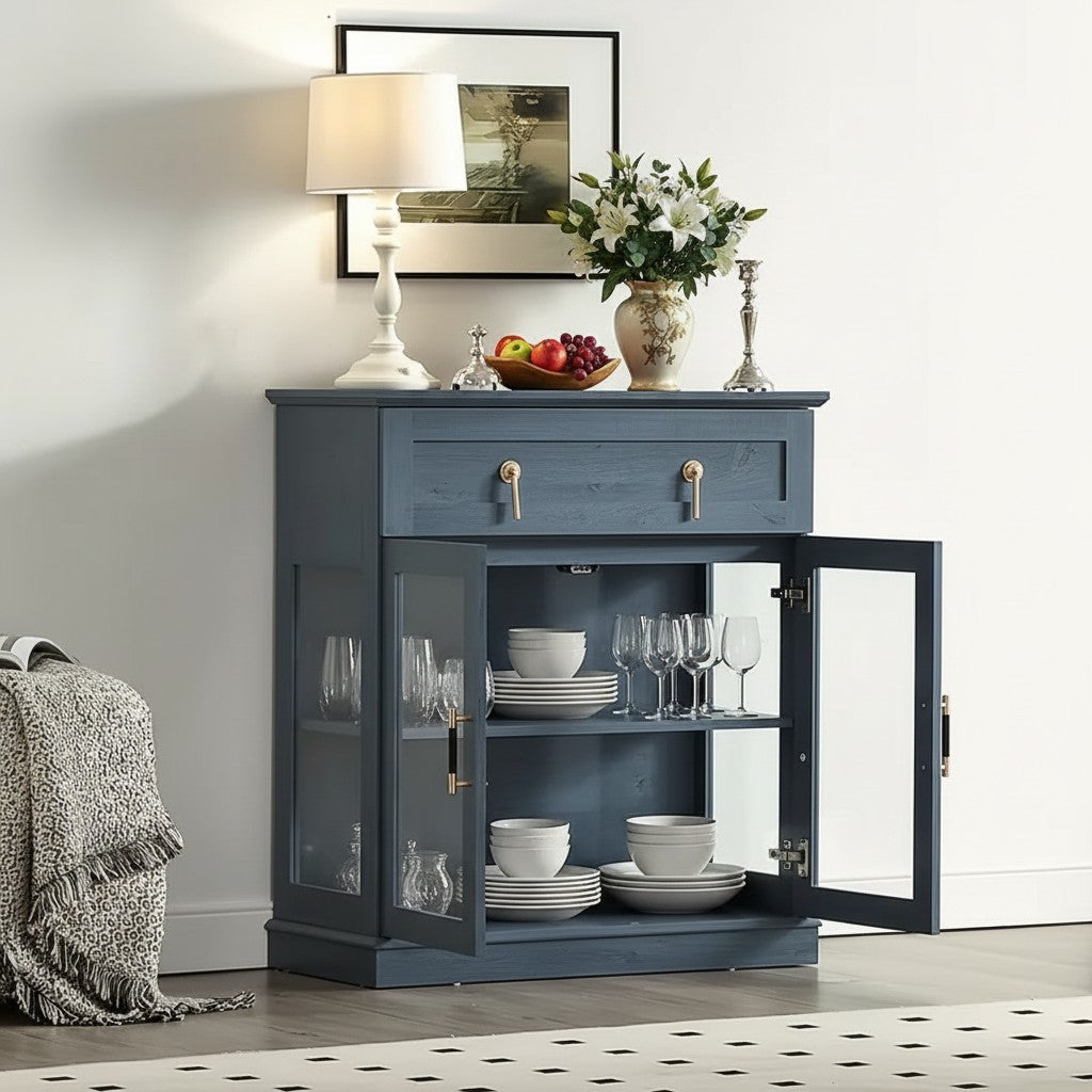 Modern Glass-Door Storage Cabinet