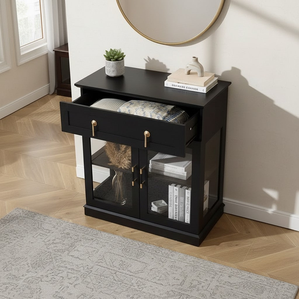 Modern Glass-Door Storage Cabinet