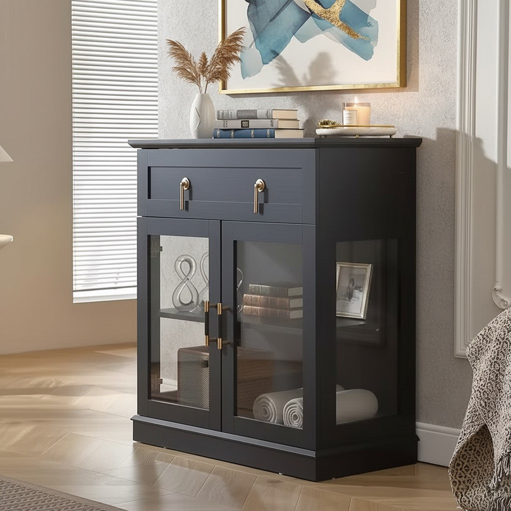 Modern Glass-Door Storage Cabinet