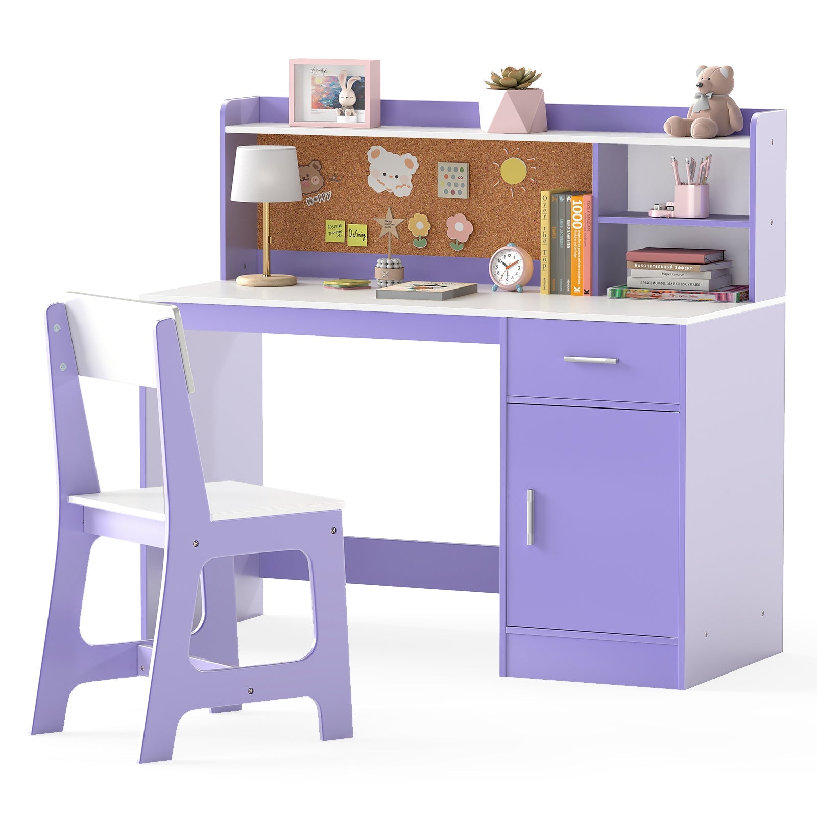 Kids Study Desk & Chair Set with Storage