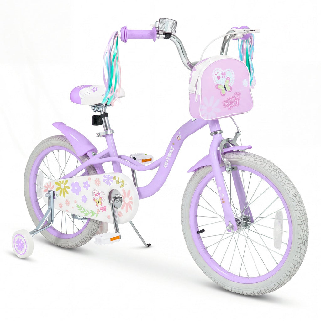 Girls bike 14-18 inch with training wheels and front bag