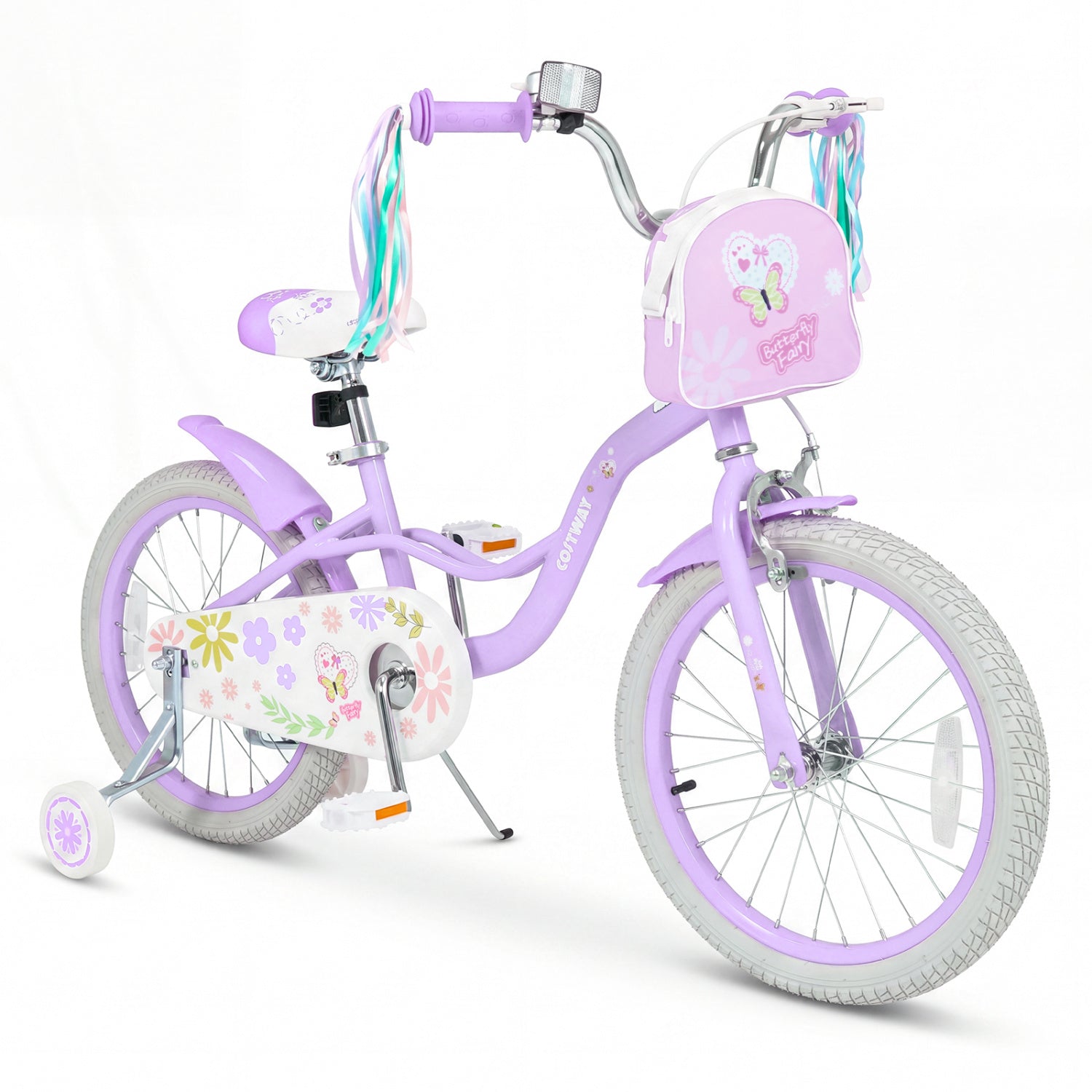Girls bike 14-18 inch with training wheels and front bag
