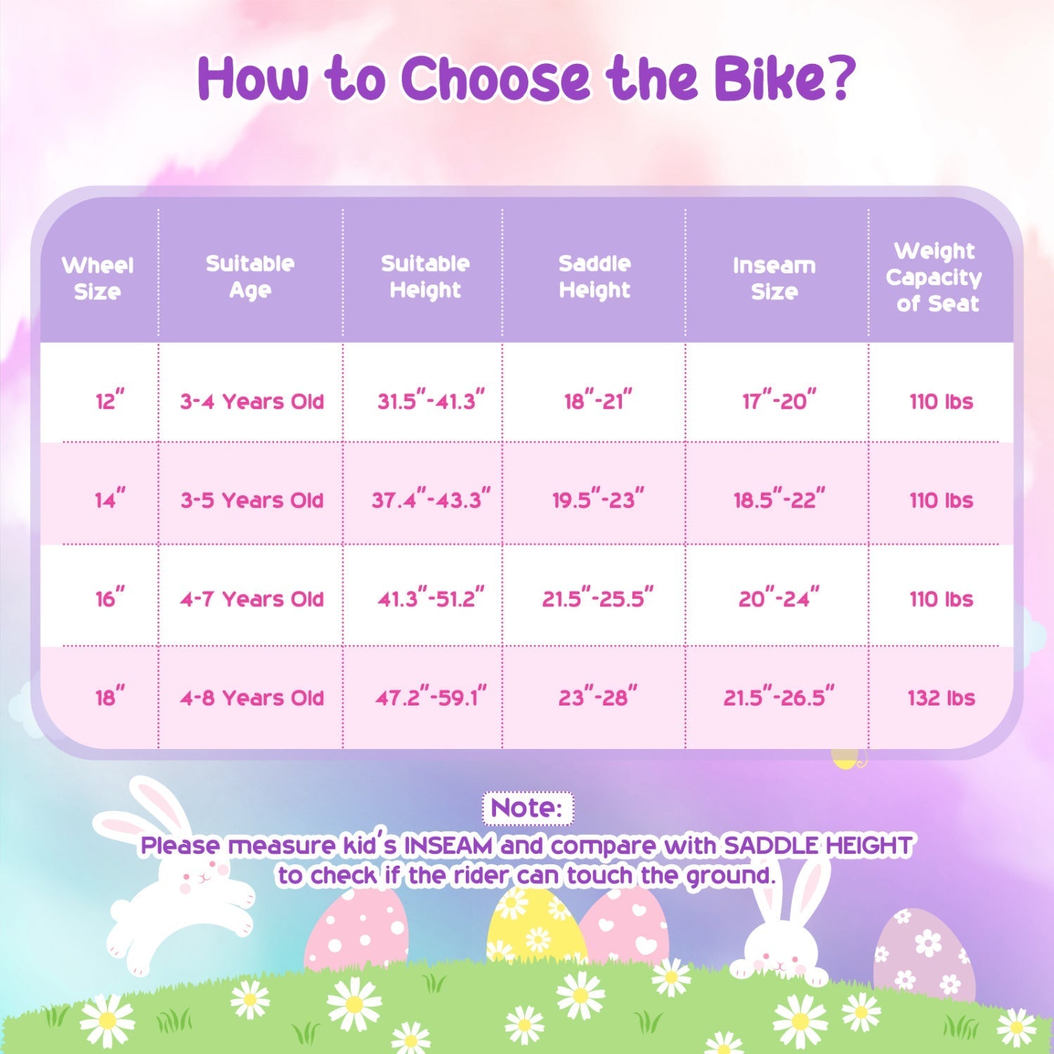 Girls bike 14-18 inch with training wheels and front bag