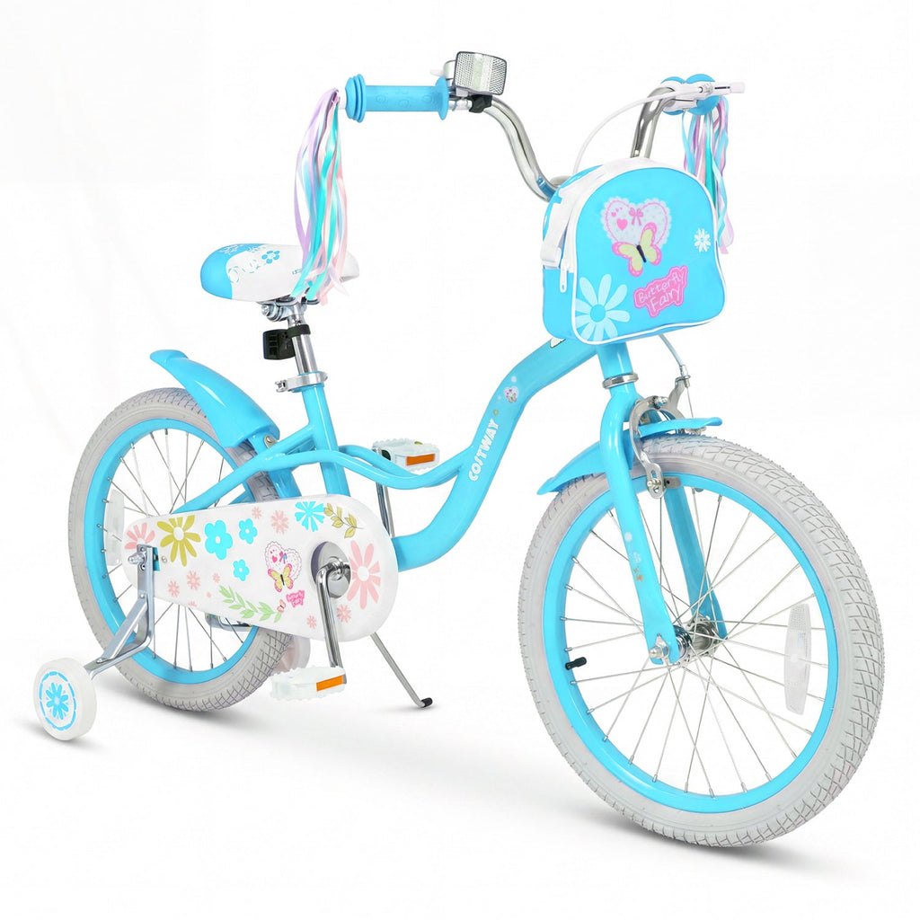 Girls bike 12-18 inch with training wheels and front bag