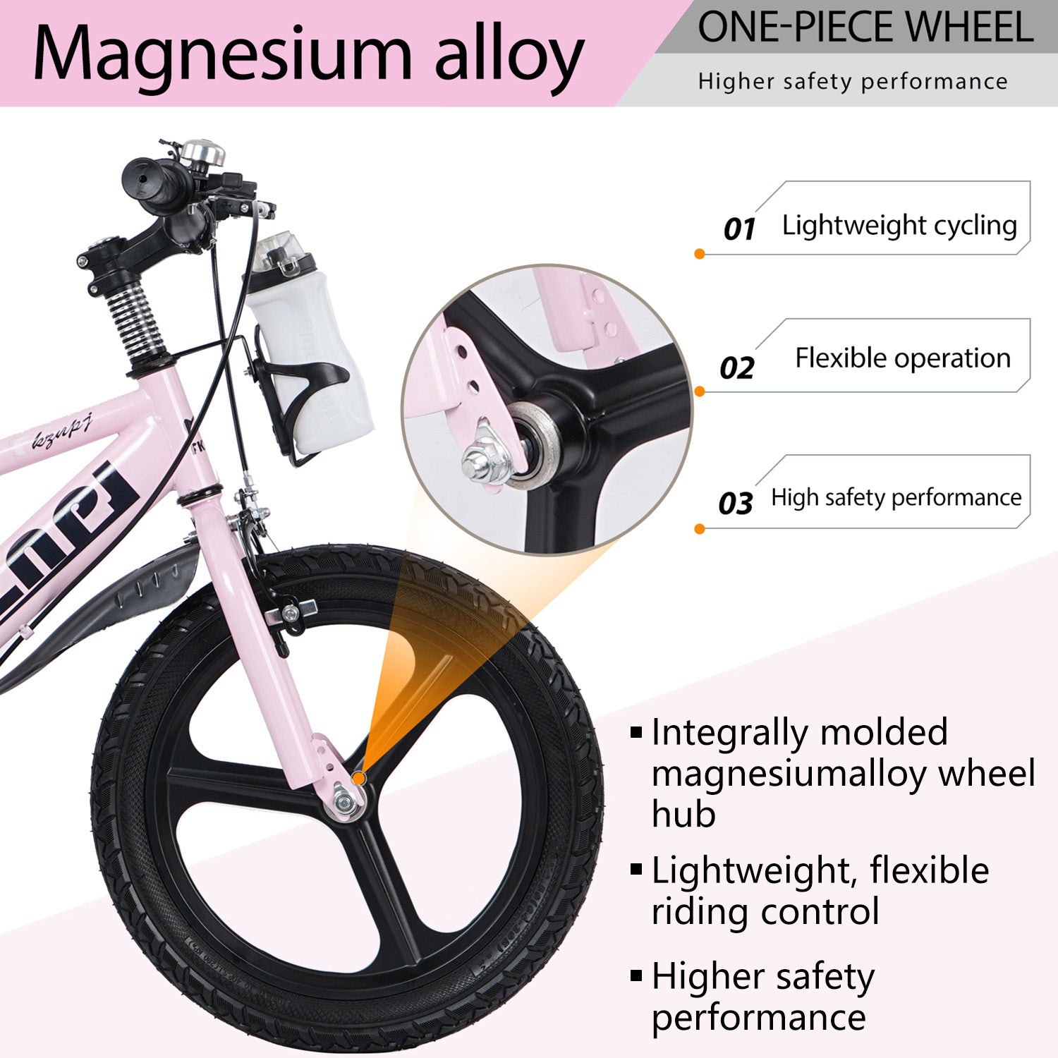 16–18 Inch Kids Bike with Training Wheels – Pink or Purple