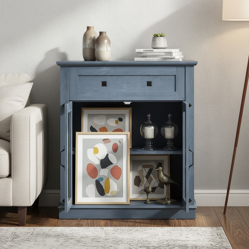 Modern Glass-Door Storage Cabinet
