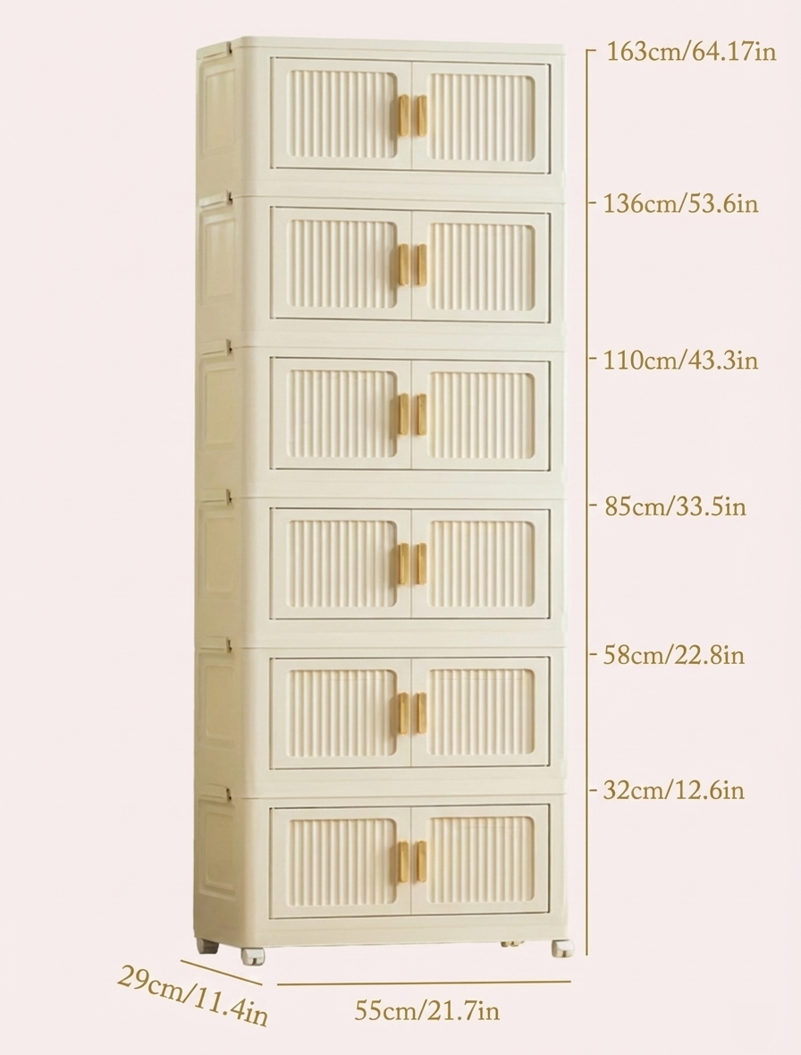 Foldable Rolling Storage Cabinet – 2–6 Layers