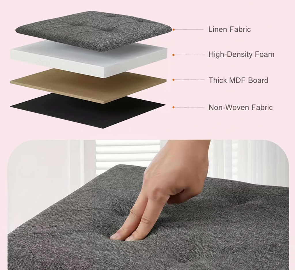 30/43" Folding Storage Ottoman Bench