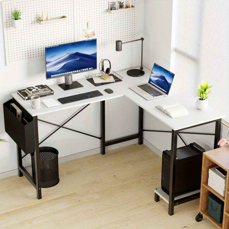L-Shaped Corner Desk with Storage Pocket