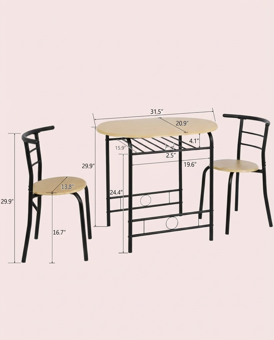 3-Piece Dining Set for 2