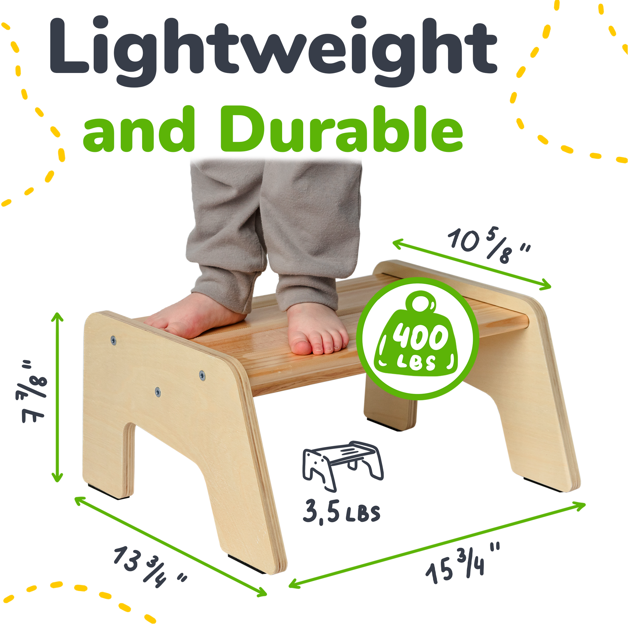 1-Step Wooden Kids Stool