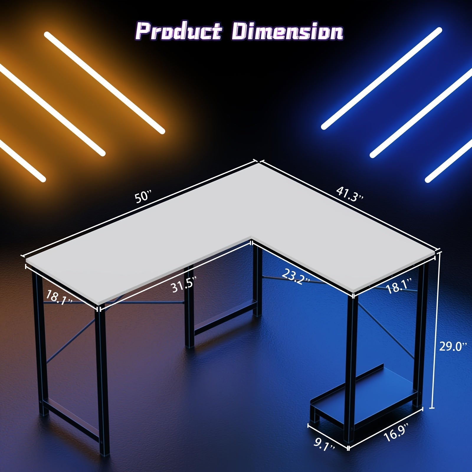 L-Shaped Corner Desk with Storage Pocket