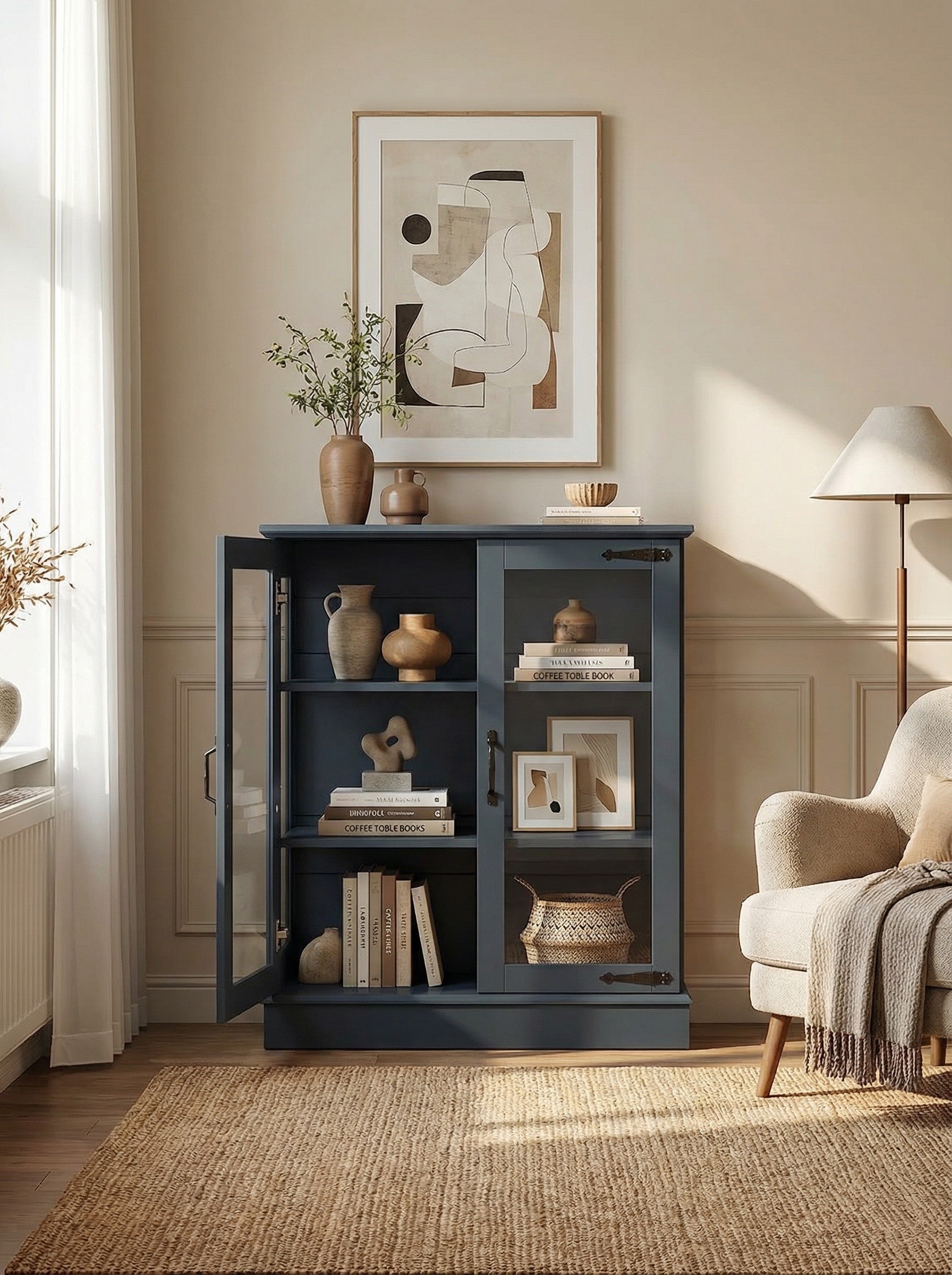 Modern Glass-Door Storage Cabinet